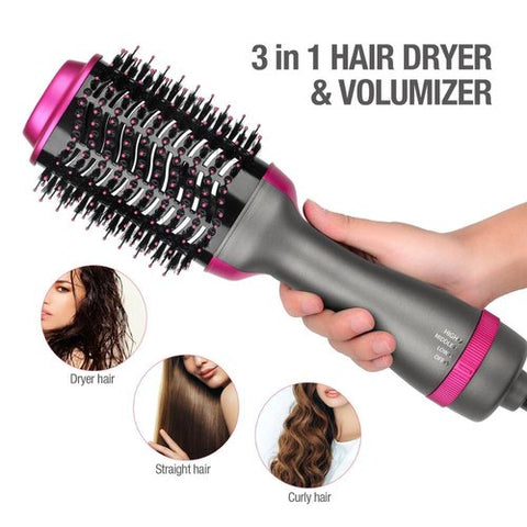 Blow Hair Dryer and Volumizer Brush | Hot Air Brush Hair Styler for Straightening & Curl Comb