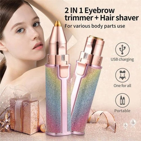 Flawless 2-in-1 Pen Hair Remover – Rechargeable Precision Trimmer for Effortless Brow Shaping