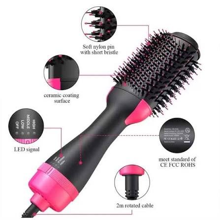 Blow Hair Dryer and Volumizer Brush | Hot Air Brush Hair Styler for Straightening & Curl Comb