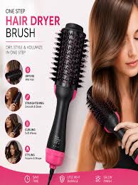 Blow Hair Dryer and Volumizer Brush | Hot Air Brush Hair Styler for Straightening & Curl Comb